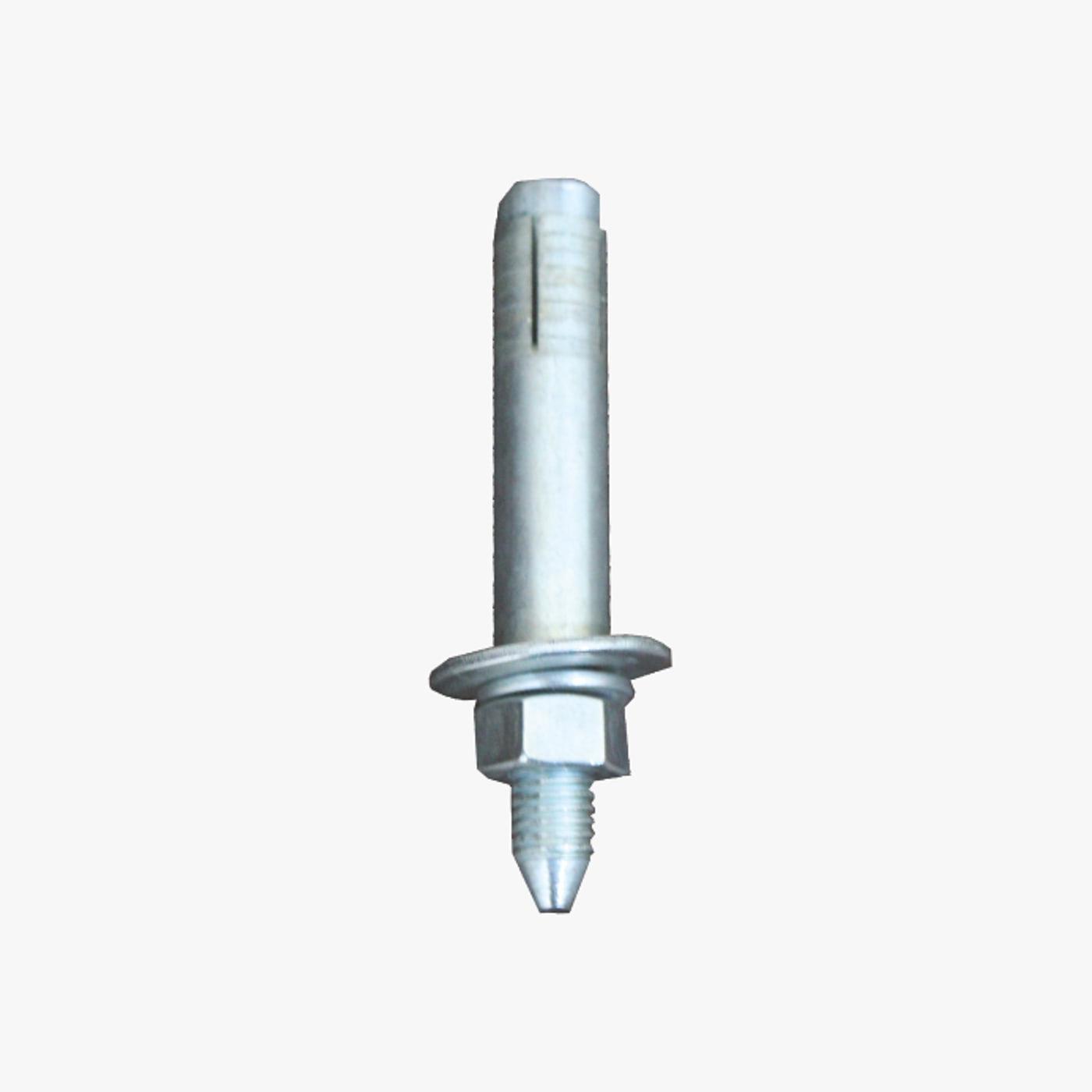Zinc-plated elevator rope-fitting bolt with tapered wedge-socket end and hex nut